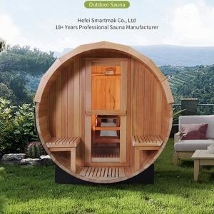 China Traditional Canadian Red Cedar Solid Wood Barrel Sauna Rooms Outdoor Wet Steam wholesale