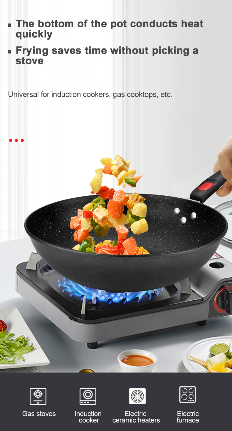 Black Non Stick Cast Iron Cookware Set Medical Stone Cookware Set