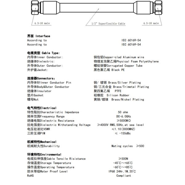 1/2" Superflex Jumper 3.4 10 Male To 3.4 10 Male Straight