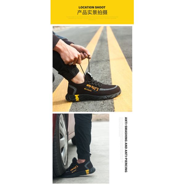 Colorful Flying Knit Work Shoes Summer Comfortable Safety Shoes Steel Toe Work Shoes Breathable Shoes