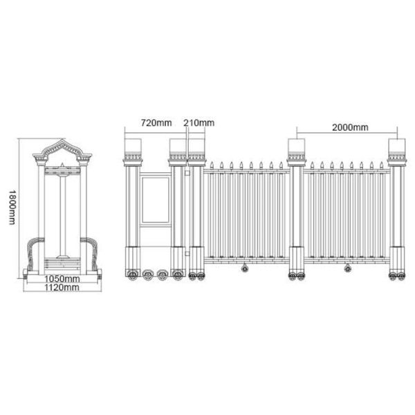 Industrial Electric Motors Retractable Electric Gate 680mm Width