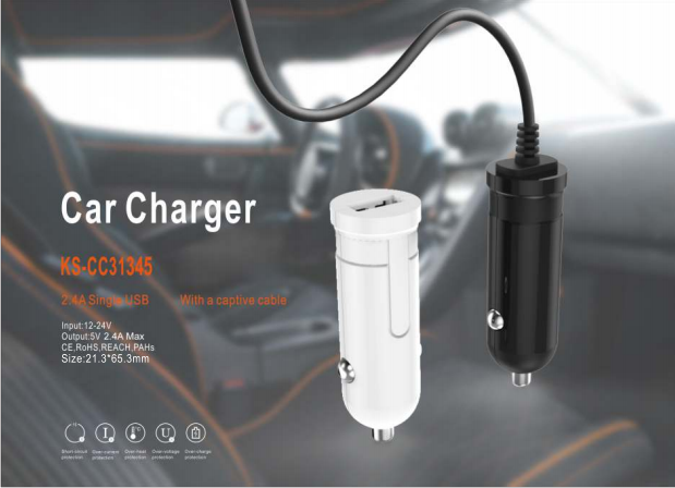 A A Dual Ports 5V2.4A Fast Cell Phone Car Charger