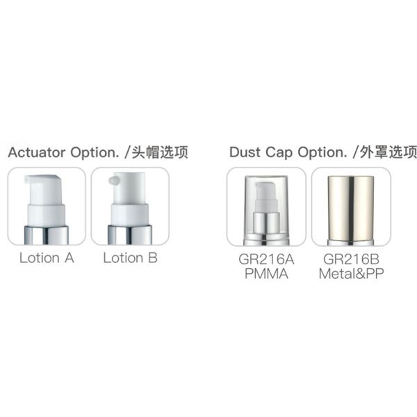 Oval Shape Airless Lotion Pump Bottles Container For Emulsion Storage GR216A/B