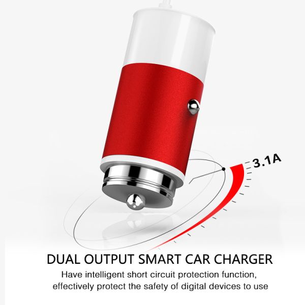 Hot Selling New Aluminium Alloy Dual USB Car Charger for iPhone iPad iPod Camera Car Charger