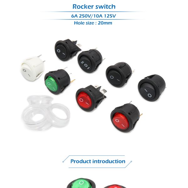 2 / 3pins Round Rocker Boat Switch For Ship Usage 6A 250V AC