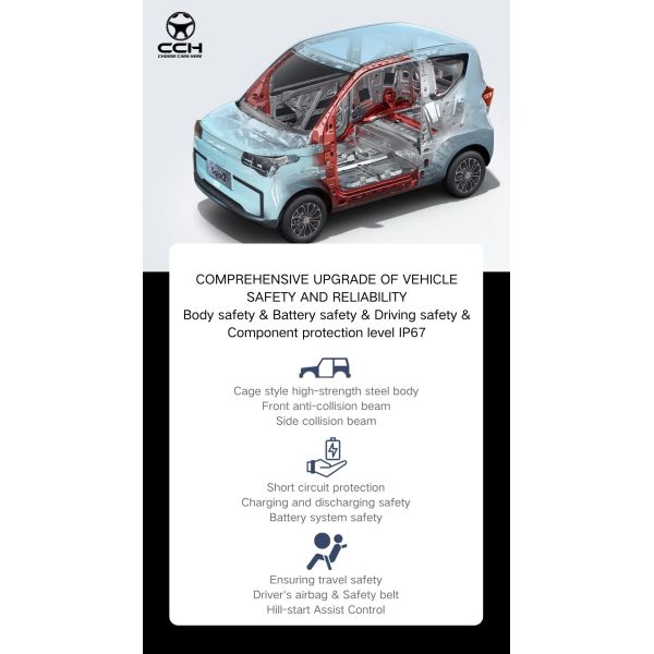 2024 CCH Solar-Powered Electric Mini Car with RHD Driver's Position and Compact Size