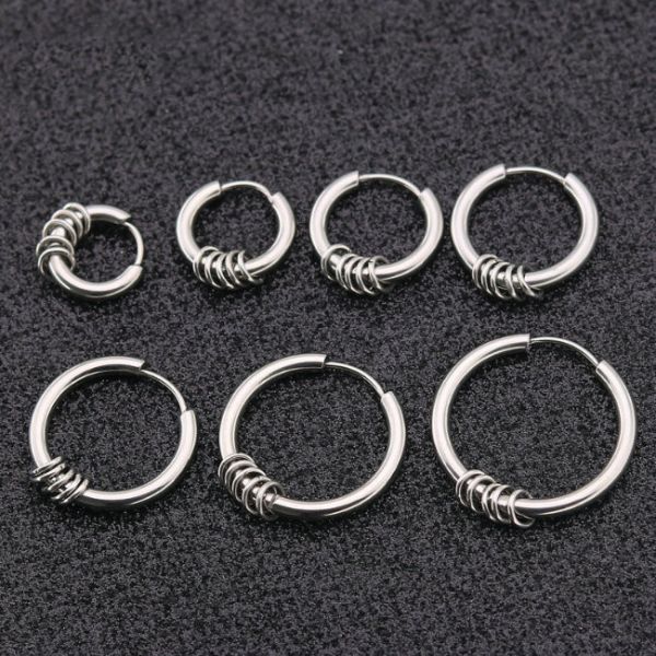 Cool Men Jewelry Accessories Small Buckle Ring Hanging Stainless Steel fashion earring findings jewelry Hoops earring