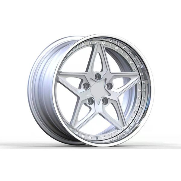 19-inch two-piece custom forged alloy wheels with deep concave type and brushed silver wheel rims