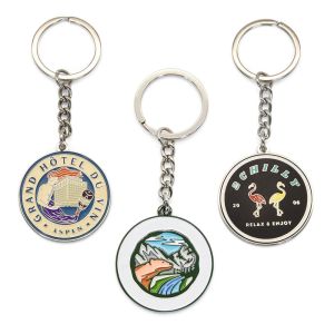 Enamel Name Metal Keychain Custom Logo Engravable Round Key Ring