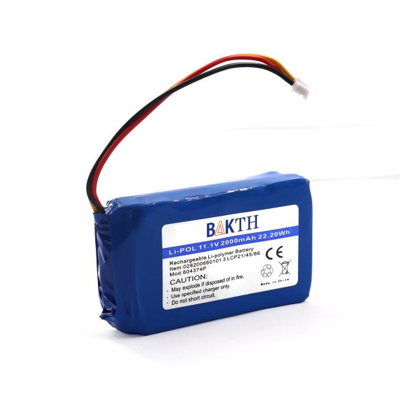 BAKTH-604374P-3S1P-3 11.1V 2000mAh Factory Wholesale Lithium Polymer Battery Pack Rechargeable Lithium Ion Batteries Pack