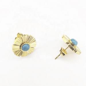 China 18K Gold Plated Stainless Steel Jewelry Synthetic Blue Turquoise Daisy Ear Stud For Women Gift Earrings wholesale