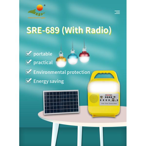 IP55 MP3 Emergency Solar Panel Home Lighting System For Outdoor Picnic