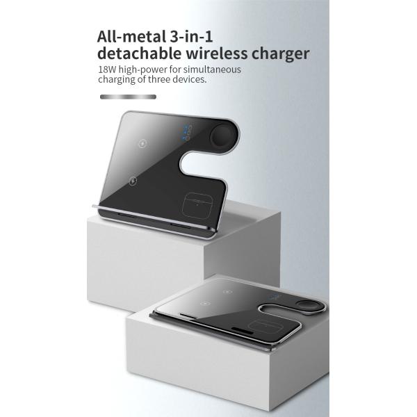 Detachable Braket Qi Standard 3in 1 Wireless Charging for Smart Devices