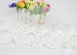 China Off White Cotton Embroidered Lace Trim For Sewing Clothes / DIY Wedding Dress Decoration on sale