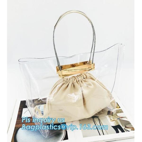 vinyl tote bags transparent pvc handbag, Fashion pvc beach bag summer handbag women, Metallic Transparent PVC Beach Hand
