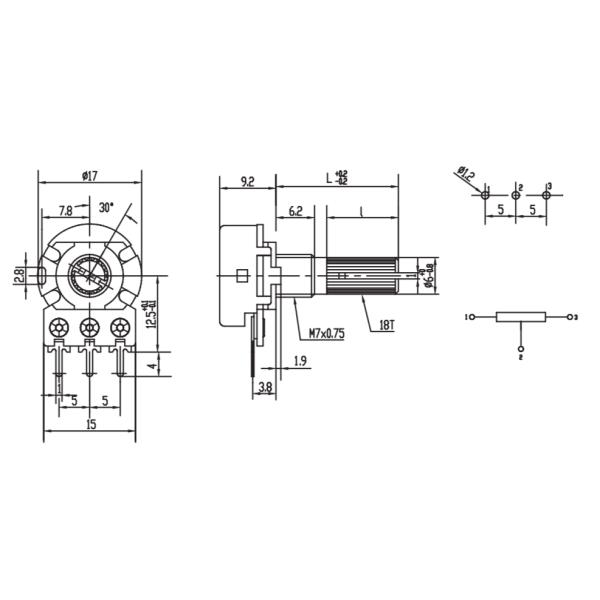 16mm Carbon Potentiometer WH148