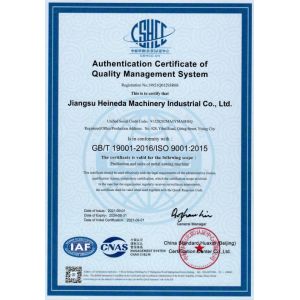 Jiangsu Heineda Machinery Industrial Co.,Ltd Certifications