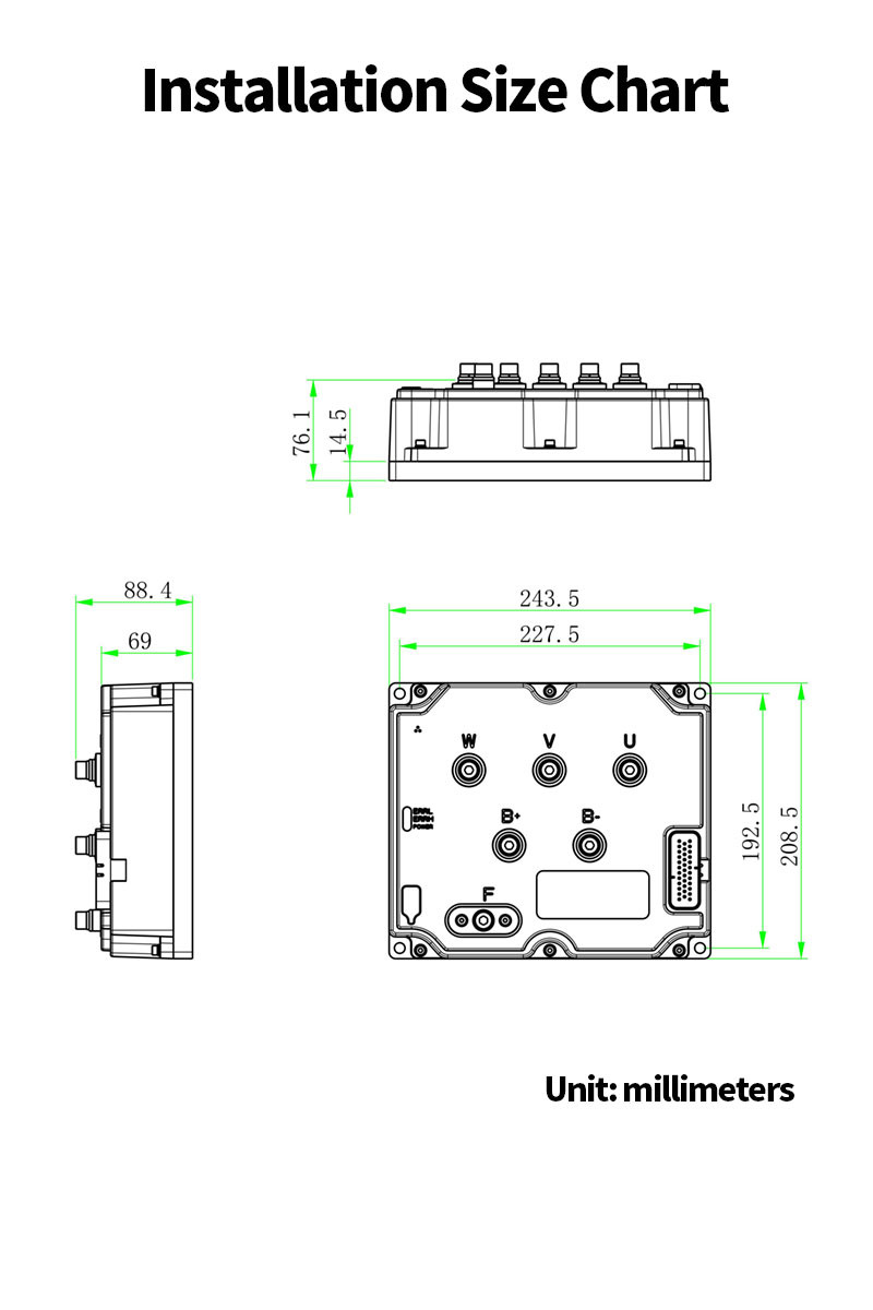 0.5 ton to 10 ton DC 48V to 80V CANopen servo motor controller for electric forklifts