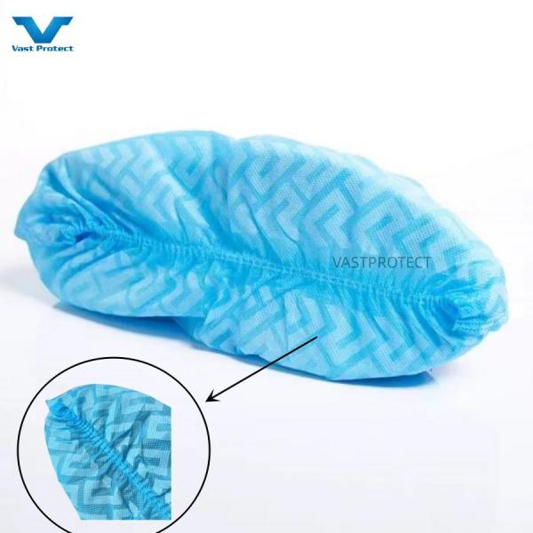 China Factory Disposable PP 10-30g Elastic Blue Anti-Slip Printed Shoe Cover