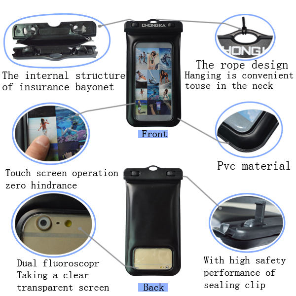 Mobile phone pvc waterproof bag,waterproof mobile bag, transparent PVC waterproof mobile bag