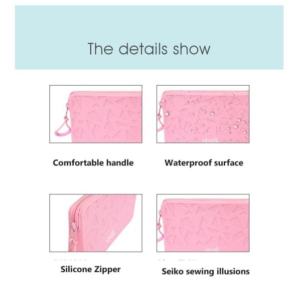 Small Square Silicone Waterproof Organizer Cosmetic Storage Bag Large Capacity Holder Portable Cosmetic