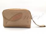 Golden Satin Polyester Travel Cosmetic Bags Environmental Friendly Material