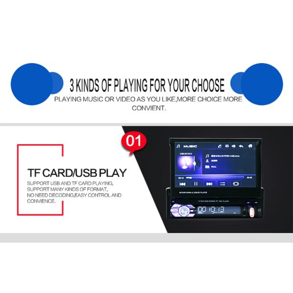 7 Inch Retractable Android Car Radio 1 Din FM AM USB Bluetooth Car Multimedia System With Gps