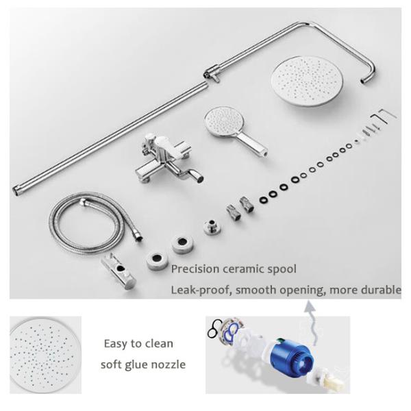 Three Function Bath Shower Mixer Set Copper Alloy Adjustable Descaling Shower Set