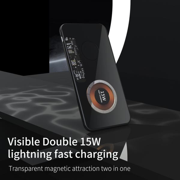 Transparent Tempered Glass Foldable Wireless Charger Magnetic 2in1 Multifunction