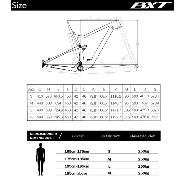 BXT 29 Full Suspension Carbon Fiber Mountain carbon fiber bike frame