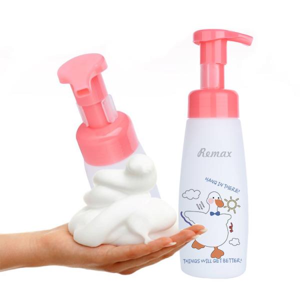 300ml White Plastic Empty Foaming Pump Bottle With Pink Head Smooth