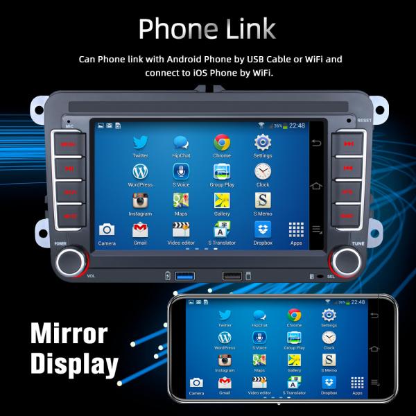 Touch Screen 7'' VW Android Car Stereo 2 Din For VW Skoda Octavia Golf Passat B6 Polo