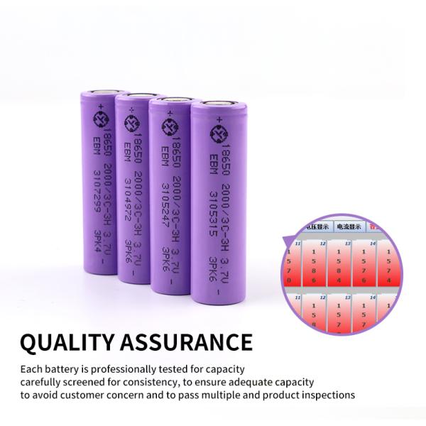 OEM ODM LiFePO4 lithium battery 18650 cells 3.7V 2000mah Rechargeable 3C NCM NMC customized lithium battery packs