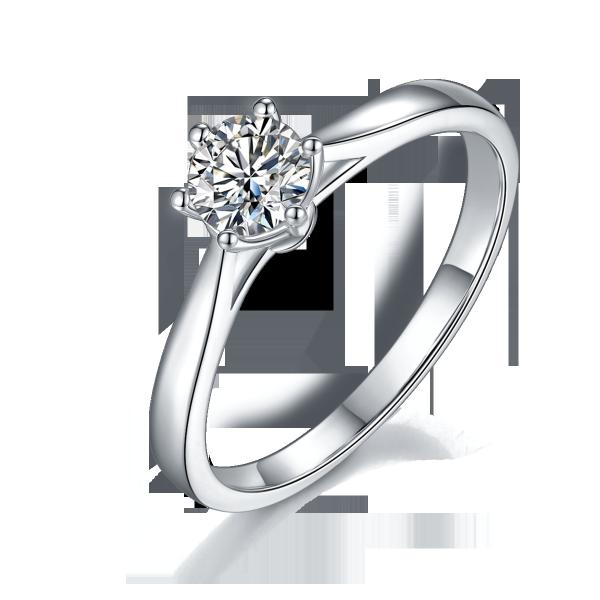 Minimalist Wedding Jewelry 9K Silver Ring Round Cut White Moissanite CZ