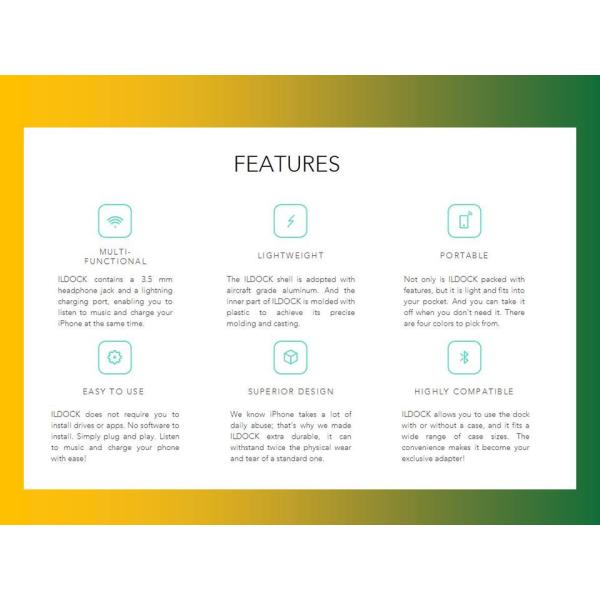 ILDOCK New 8 pin Lighting 3.5mm Connector for iphone 7 headphone adapter EB-iLD002