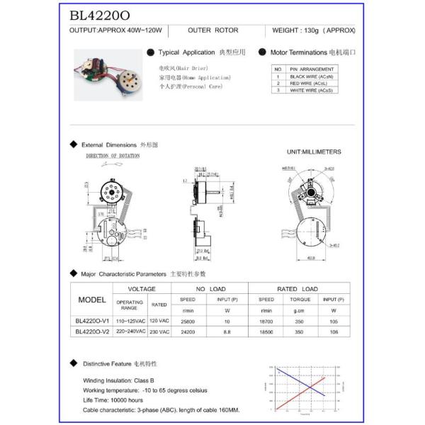 100W Hair Dryer Outer Rotor BLDC Motor brushless 220V 18500rpm