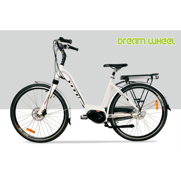 White 36V 250W Electric Urban Bike , 700C Electric Town Bikes Middle Motor
