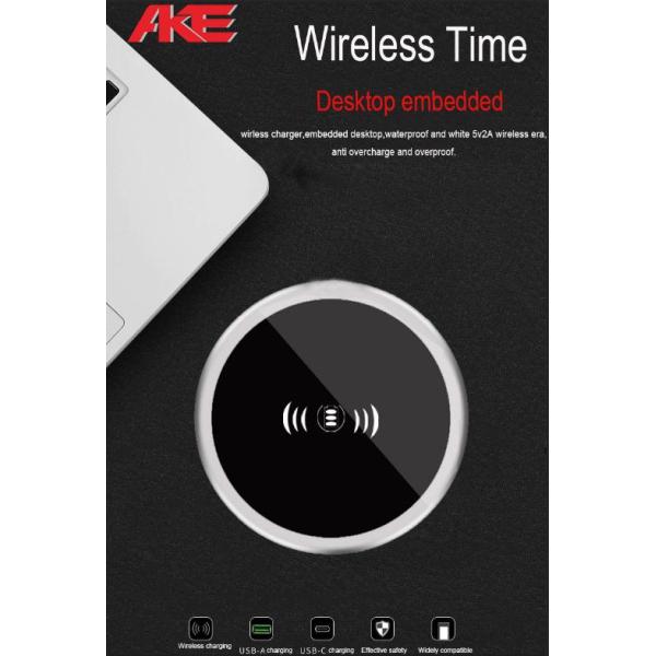 Embed Wireless Phone Charger Silver Color Beautiful Surface Lightweight