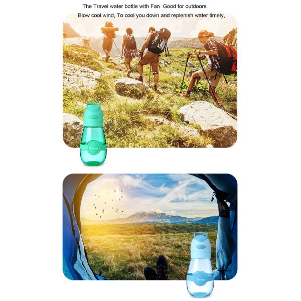 Novelty cut tritan sports water drink bottle for kids or student smart bottel with fan