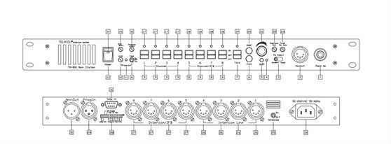 TELIKOU TM-800 eight channel wired full- duplex intercom talk back system