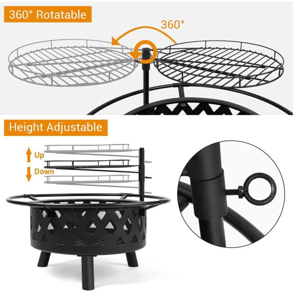 Outdoor Stainless Steel Fire Pit BBQ Grill Mesh Spark Screen Over Log Grate