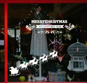 China Non Toxic Christmas Decorations Wall Stickers , Pvc Wall Sticker For Shopping Window wholesale