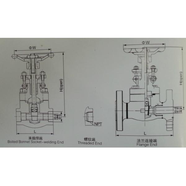 A105 API Forged Steel Gate Valve With SW Threaded Flange End ,150LB - 1500LB