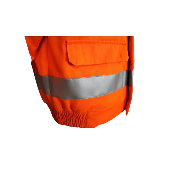 CVC 55% Cotton 45% Polyester 245 GSM Orange Reflective Jacket Three Flap Pockets