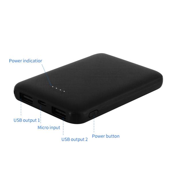 5000mAH Mini Portable Power Bank with Dual USB Port and Woven Parttern