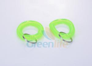 China Fluorescence Green Wrist Coil Key Holder , Flat Weld Coil Wristband Keychain wholesale