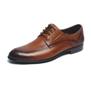 China Tan Lace Up Brush Finishing Mens Leather Dress Shoes wholesale