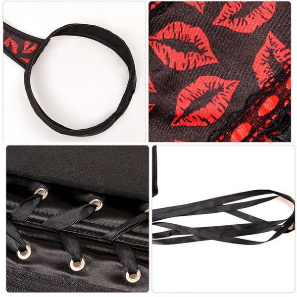 Red and Black Halter Bustier Dress detial