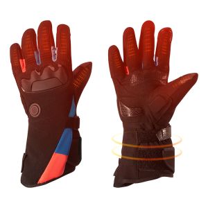 Battery Liner Leather Heated Rechargeable Motorcycle Gloves Breathable