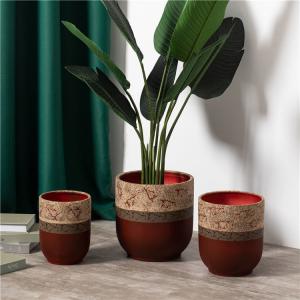 China Nordic style luxury home hotel corridor decoration planter custom red ceramic flower pots molds wholesale